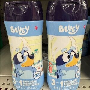 Bluey Kids 3-in-1 Body Wash, Shampoo & Conditioner - Purple and Blue (2 Bottles)